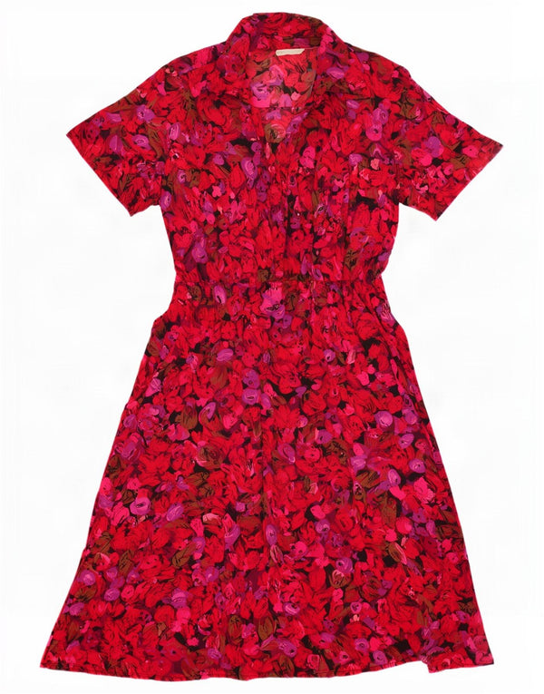 Abito da tè classico da donna UK 16 Grande poliestere floreale rosa