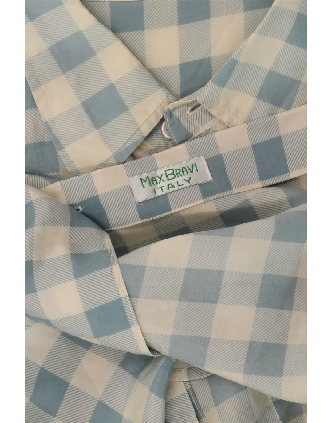 Camicia vintage da uomo a maniche corte a quadri blu grandi