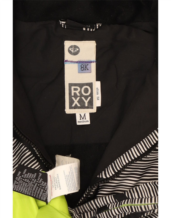 ROXY Womens Hooded Windbreaker Jacket UK 14 Medium Black Geometric