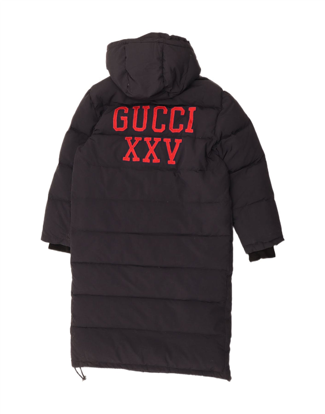 Cappotto imbottito con cappuccio grafico da uomo Gucci IT 46 Large nero in poliammide