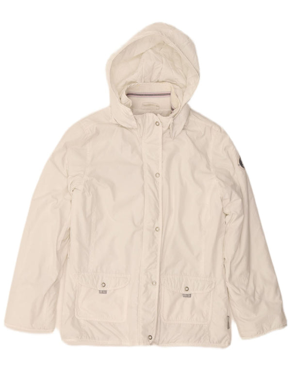 CHAMPION Girls Hooded Windbreaker Jacket 13-14 Years XL White Polyester