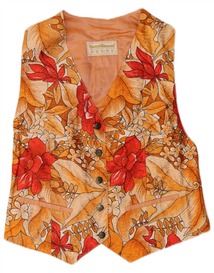 Gilet da donna vintage UK 10 piccolo floreale multicolore
