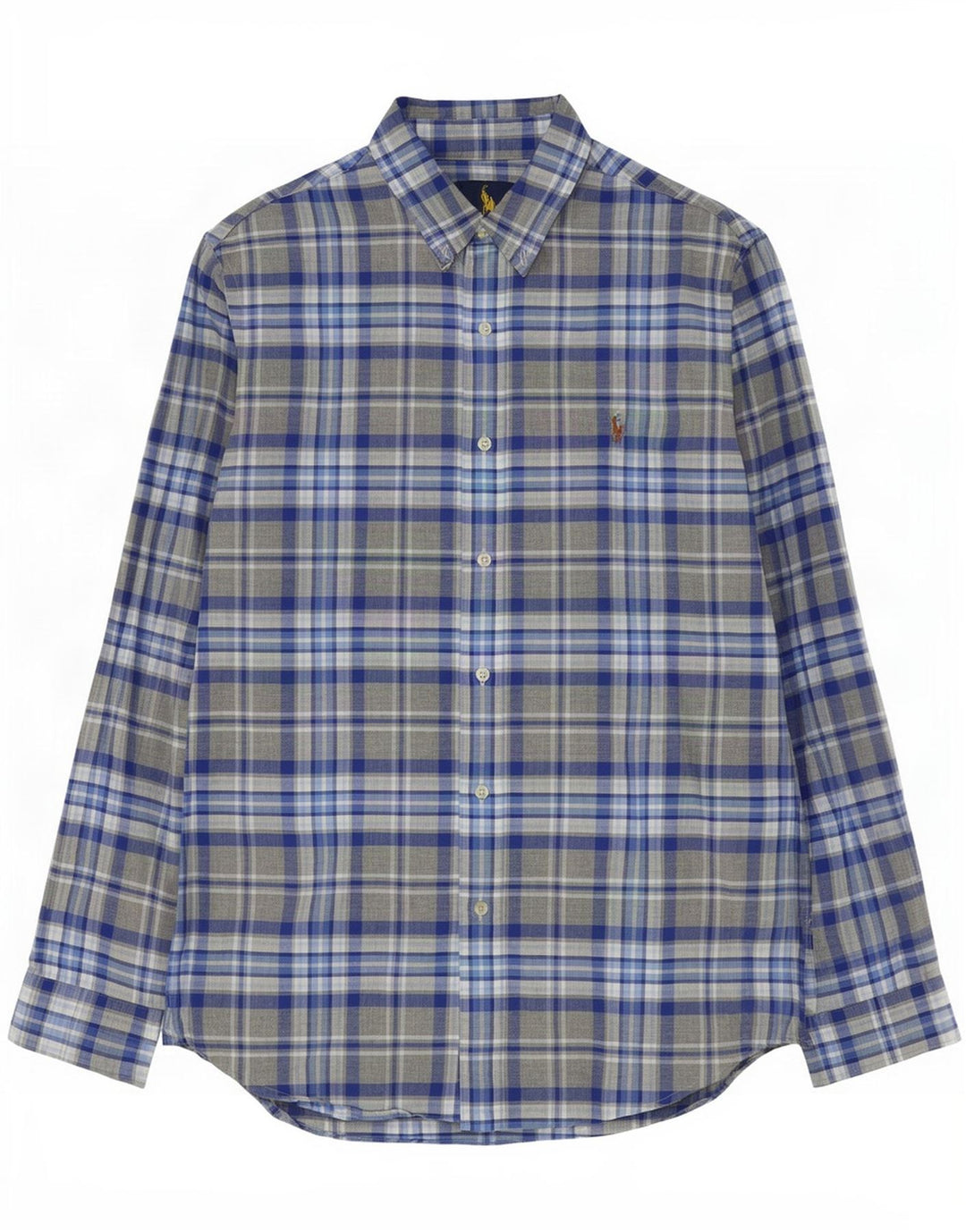 Camicia Ralph Lauren da uomo su misura, cotone a quadri grigi grandi