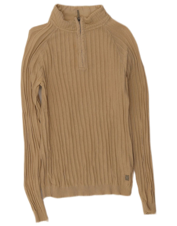 Maglione Donna Trussardi Jeans con Zip e Collo UK 16 Large in Cotone Beige