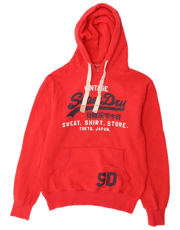 Superdry Mens Graphic Hoodie Jumper Large Red Cotton
