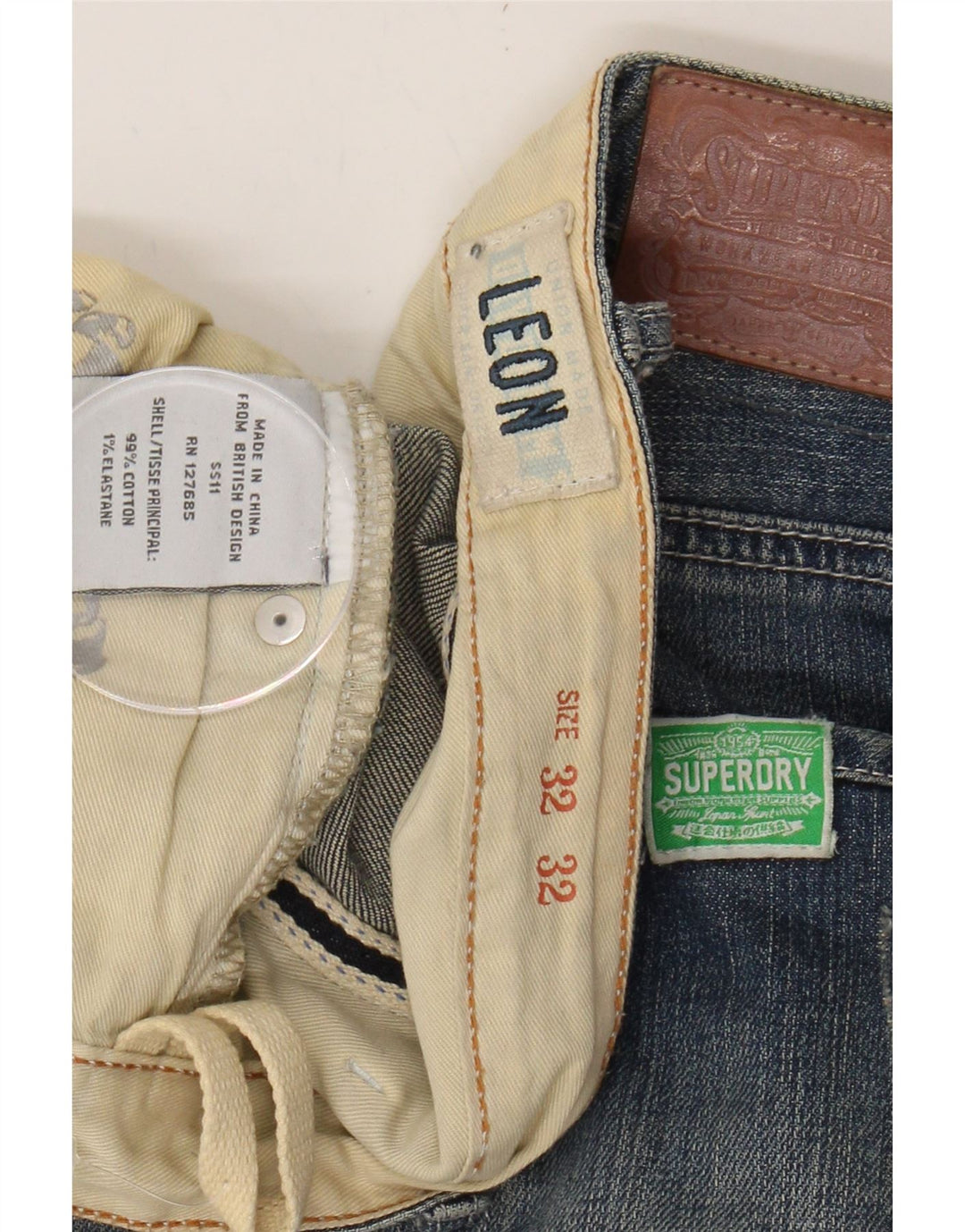SUPERDRY Womens Leon Distressed Slim Jeans W32 L32 Blue Cotton Vintage Superdry and Second-Hand Superdry from Messina Hembry 
