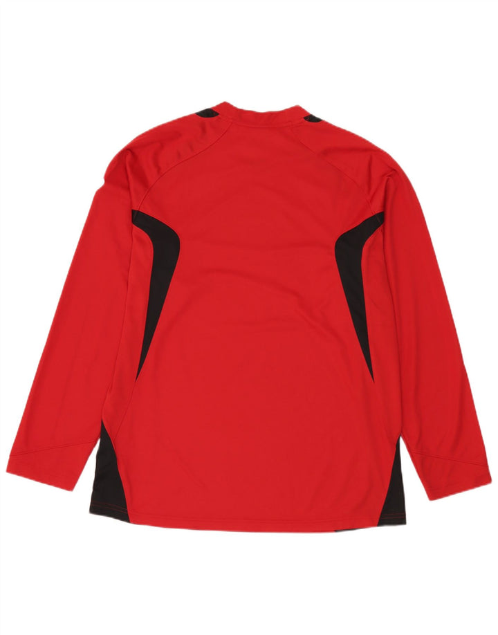 Top Nike da uomo a maniche lunghe UK 42/44 Large Rosso Colourblock Poliestere