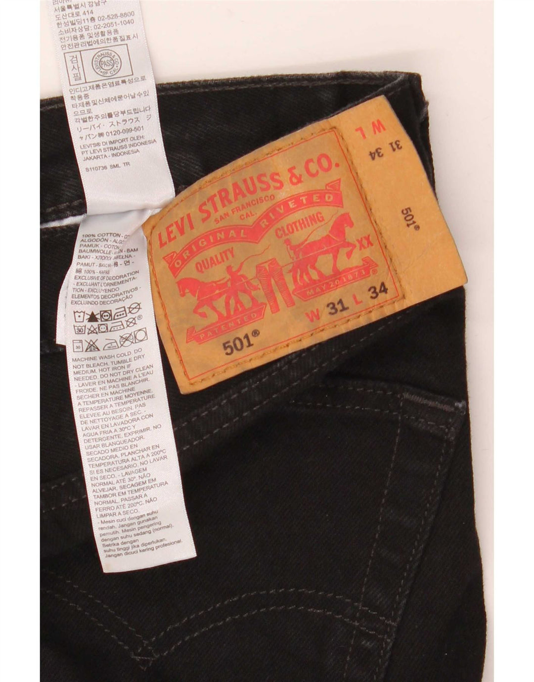 Levi's Uomo 501 Jeans dritti W31 L34 Cotone Nero