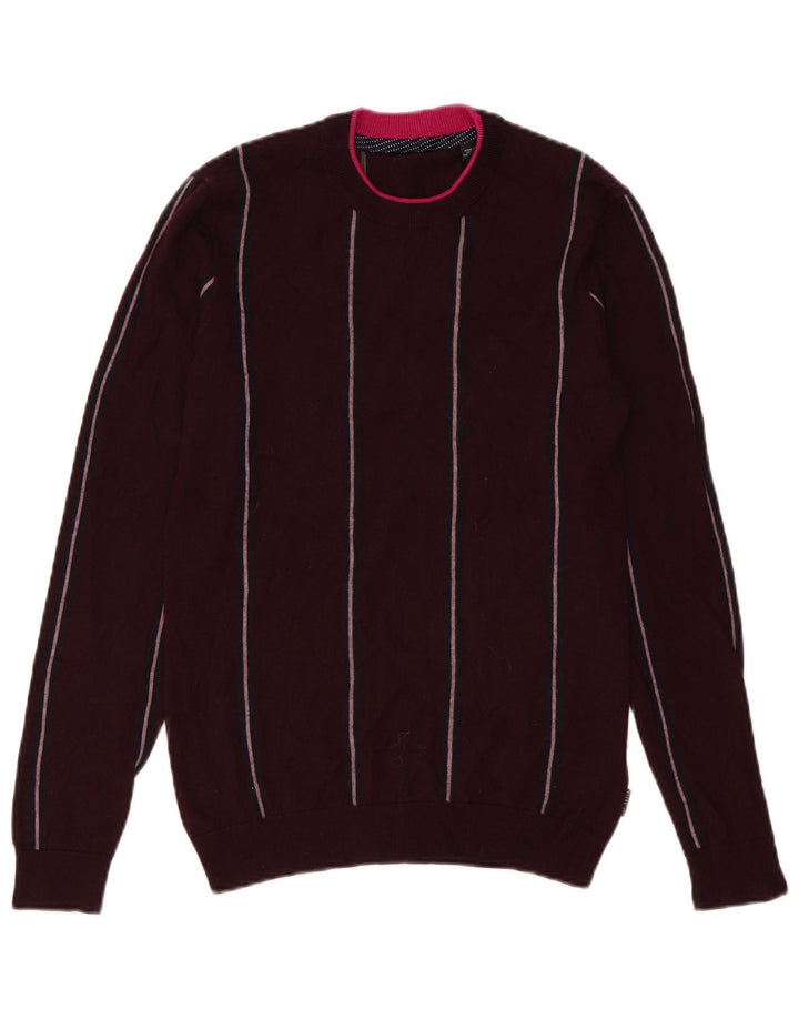 Maglione maglione girocollo da uomo Ted Baker piccolo in lana a righe bordeaux
