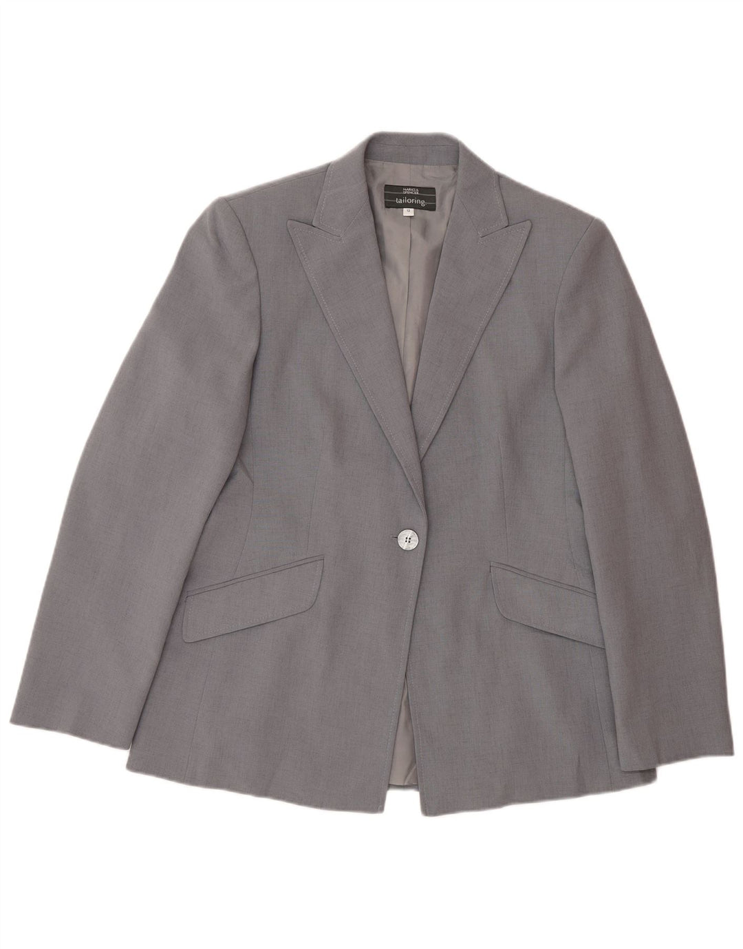 Giacca blazer a 1 bottone Marks & Spencer da donna UK 12 Poliestere grigio medio
