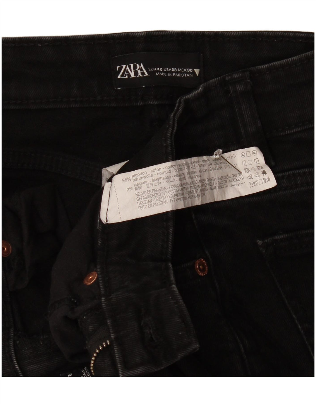 Jeans corti da donna Zara EU 40 medi W30 L25 cotone nero