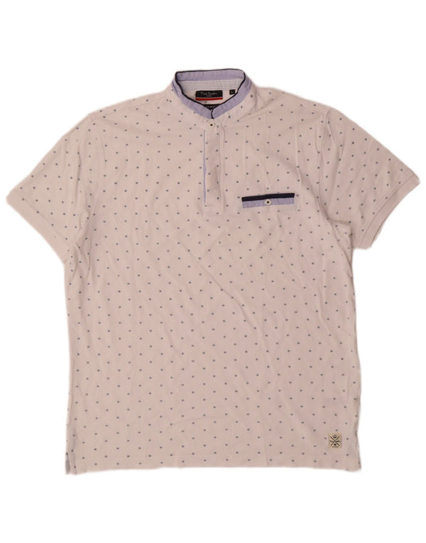 Polo da uomo con motivo astratto Pierre Cardin, grande cotone bianco