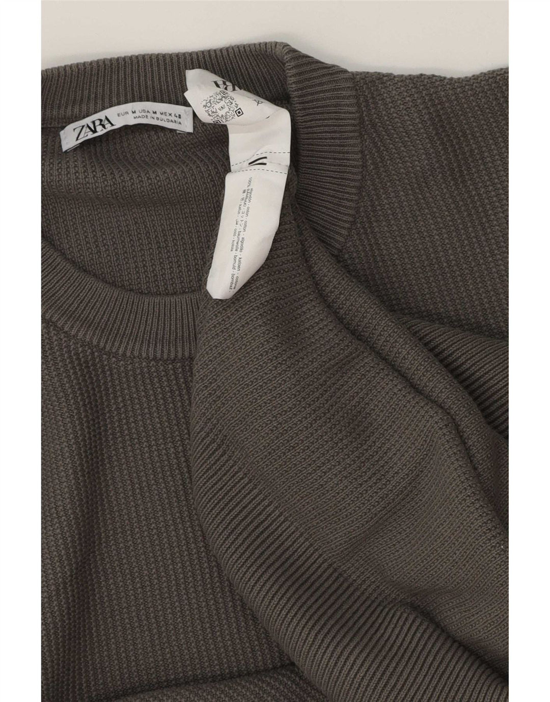 Maglione maglione girocollo da uomo Zara in cotone grigio medio