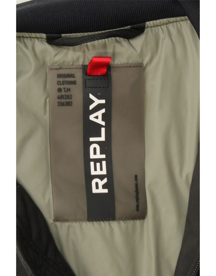 Giubbotto bomber grafico da uomo Replay UK 38 Cotone color block grigio medio