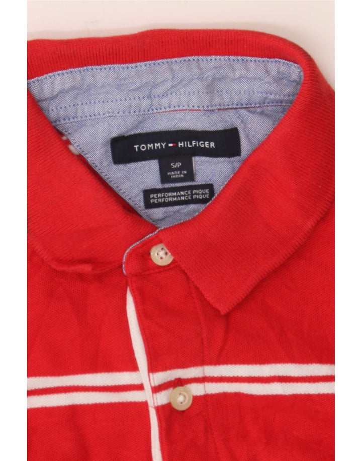 TOMMY HILFIGER Mens Polo Shirt Small Red Striped Cotton Vintage Tommy Hilfiger and Second-Hand Tommy Hilfiger from Messina Hembry 