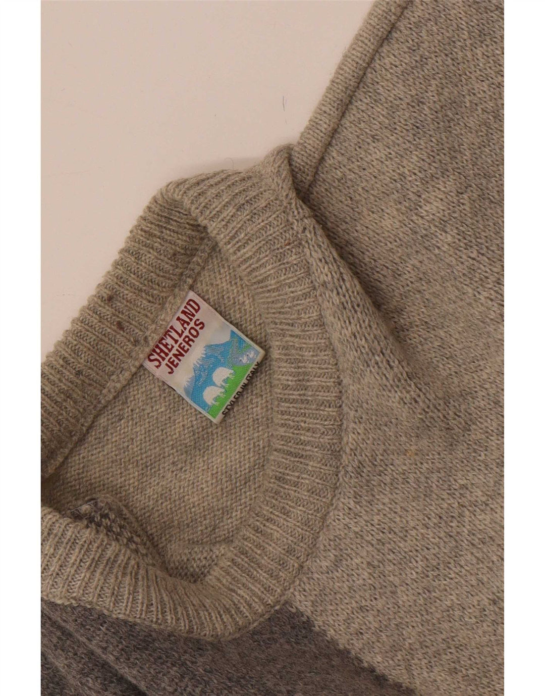 Maglione maglione girocollo da uomo Shetland Jeneros grigio medio geometrico