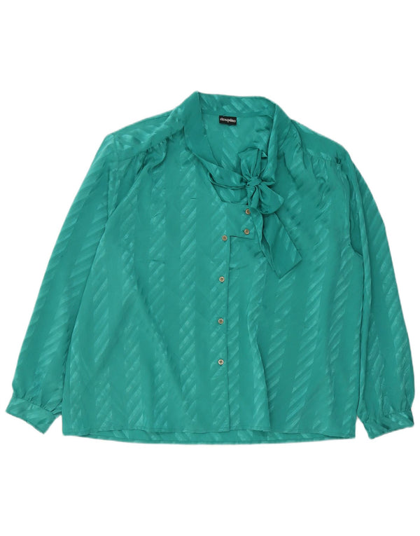 ELENA MIRO Camicetta da donna con cravatta sul davanti UK 20 2XL Verde a righe