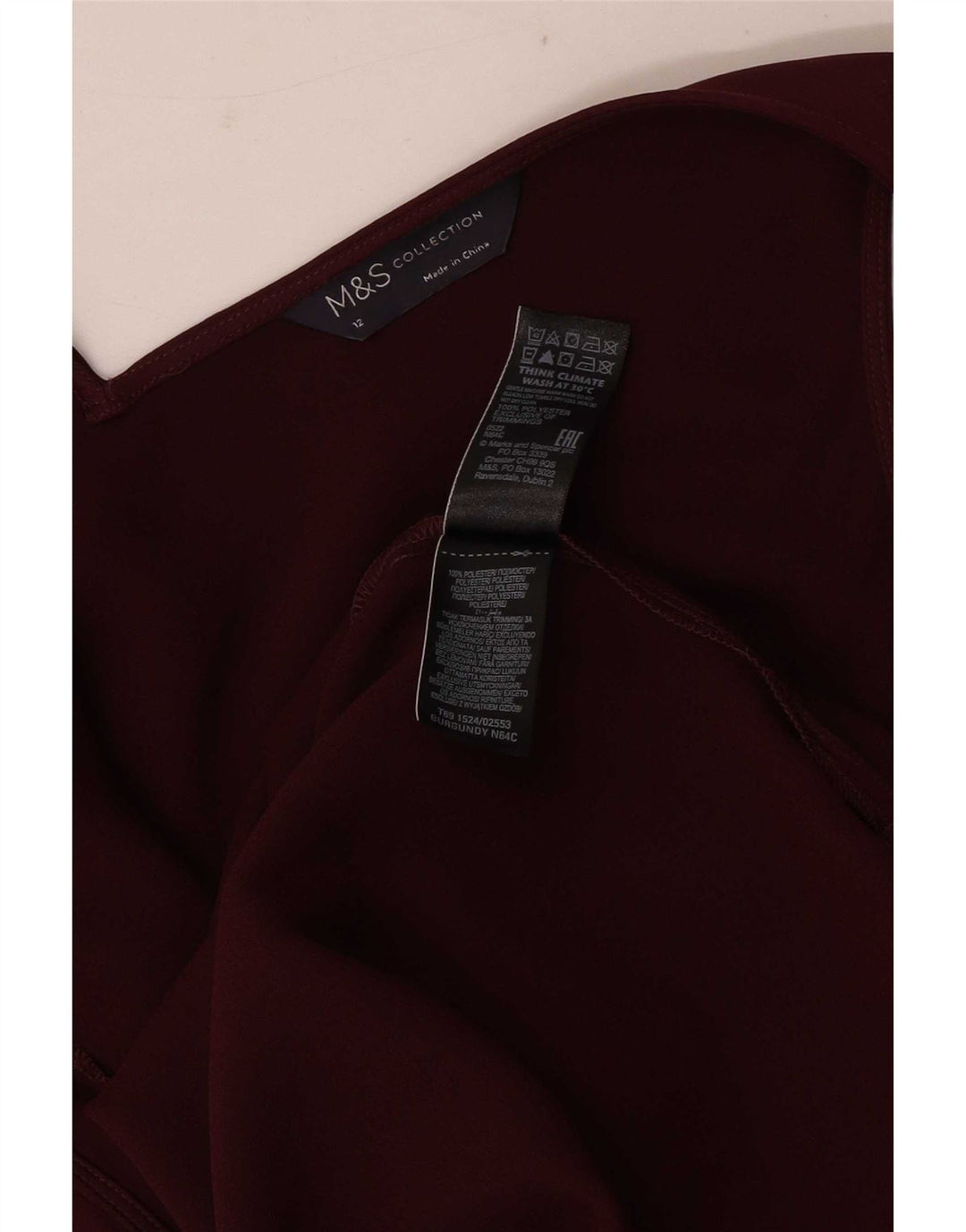 Abito sottoveste da donna Marks & Spencer UK 12 Blocco colore bordeaux medio
