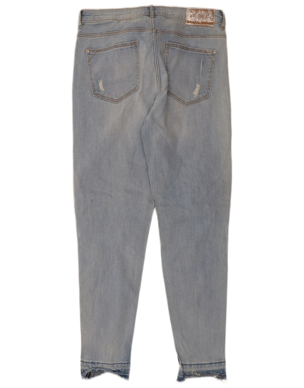 Jeans Zara Donna Z1975 Crop Distressed Slim Jeans EU 38 Small W28 L26 Blu