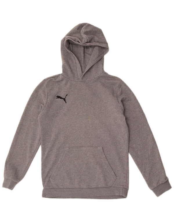 Felpa con cappuccio da bambino Puma 13-14 anni in cotone grigio screziato