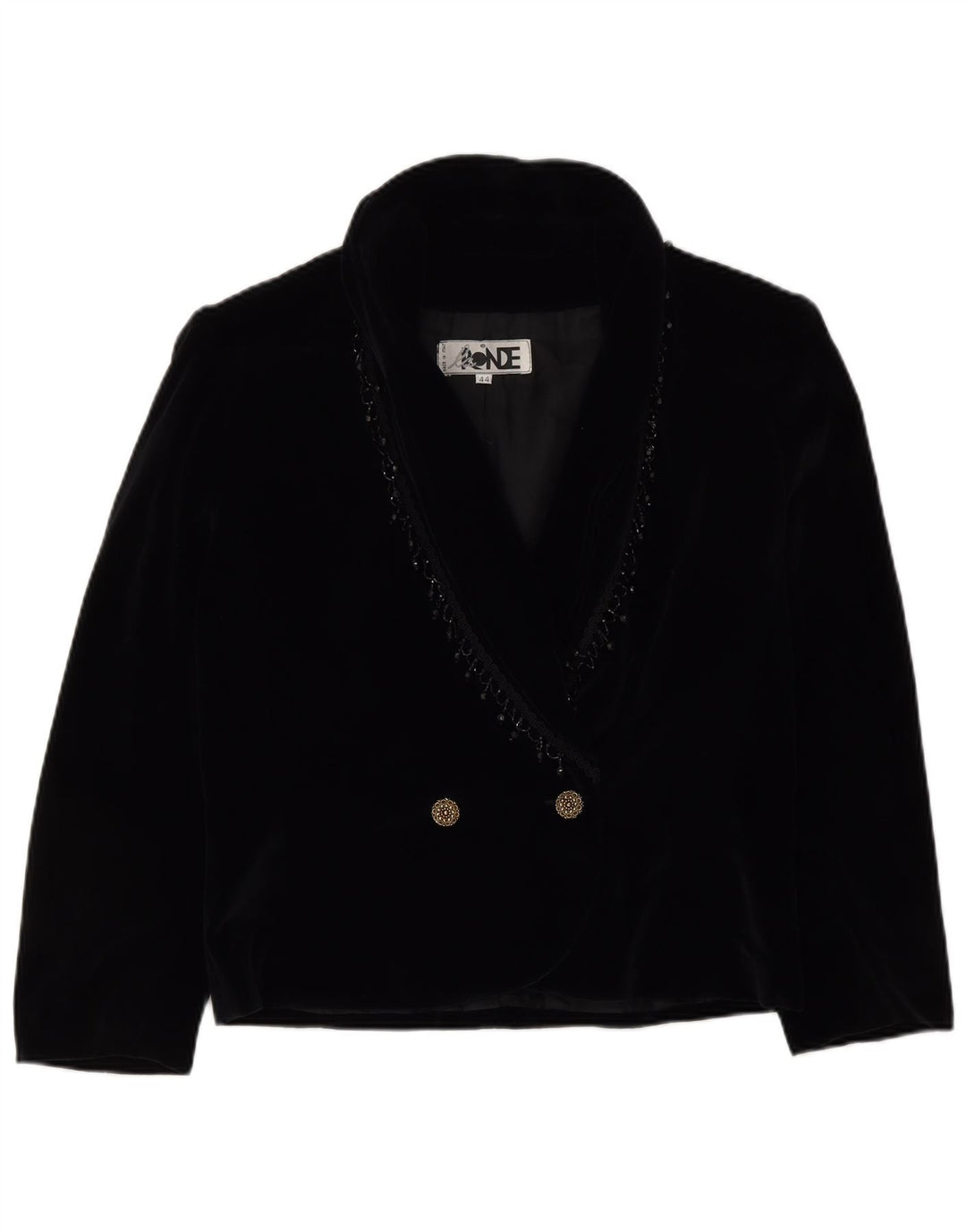 Giacca blazer doppiopetto in velluto da donna VINTAGE IT 44 medio nero