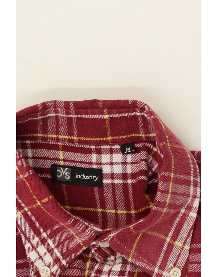 OVS Mens Flannel Shirt Medium Burgundy Cotton Vintage OVS and Second-Hand OVS from Messina Hembry 
