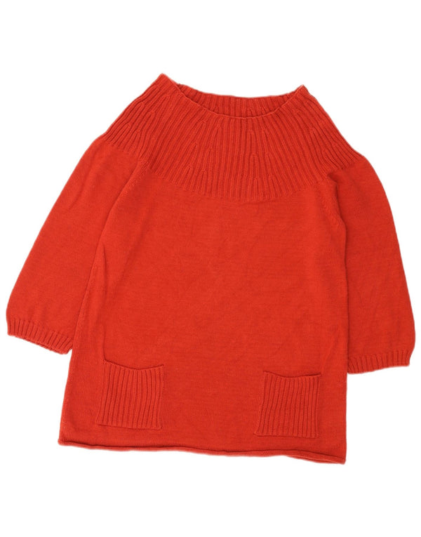 Marks & Spencer Womens Crop Boat Neck Jumper Sweater UK 12 Medium Red