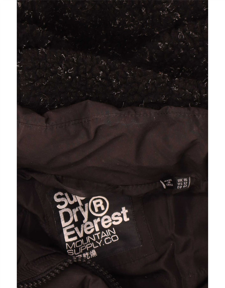 Giacca imbottita oversize con cappuccio da donna Superdry UK 16 grande poliestere nero