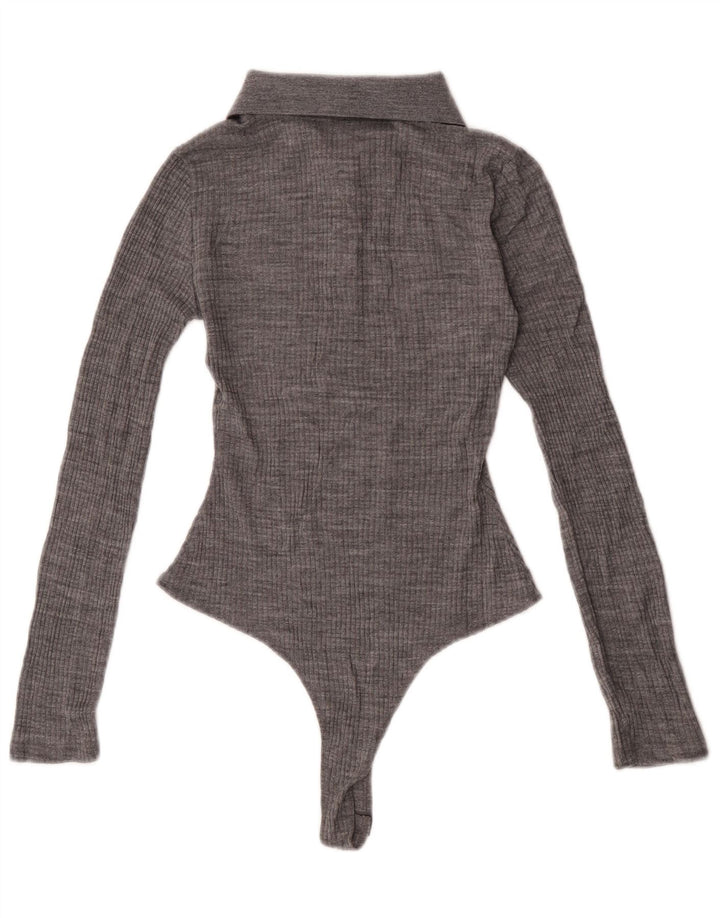 Body a maniche lunghe da donna Zara UK 8 Small Grigio