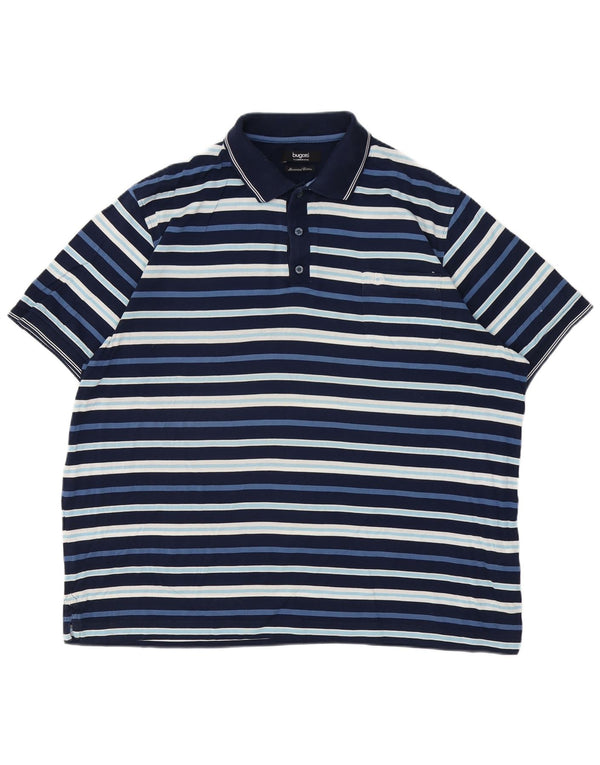 Polo da uomo BUGATTI 3XL in cotone a righe blu navy