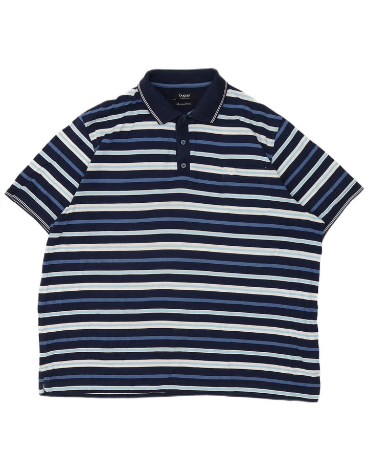 Polo da uomo BUGATTI 3XL in cotone a righe blu navy