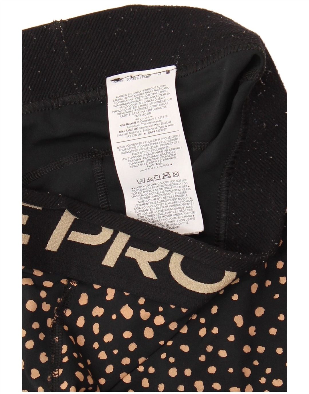 Leggings Capri grafici da donna NIKE UK 12 poliestere maculato nero medio