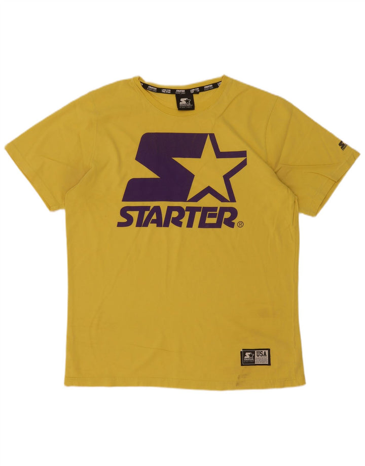 T-shirt grafica da uomo Starter Top grande in cotone giallo