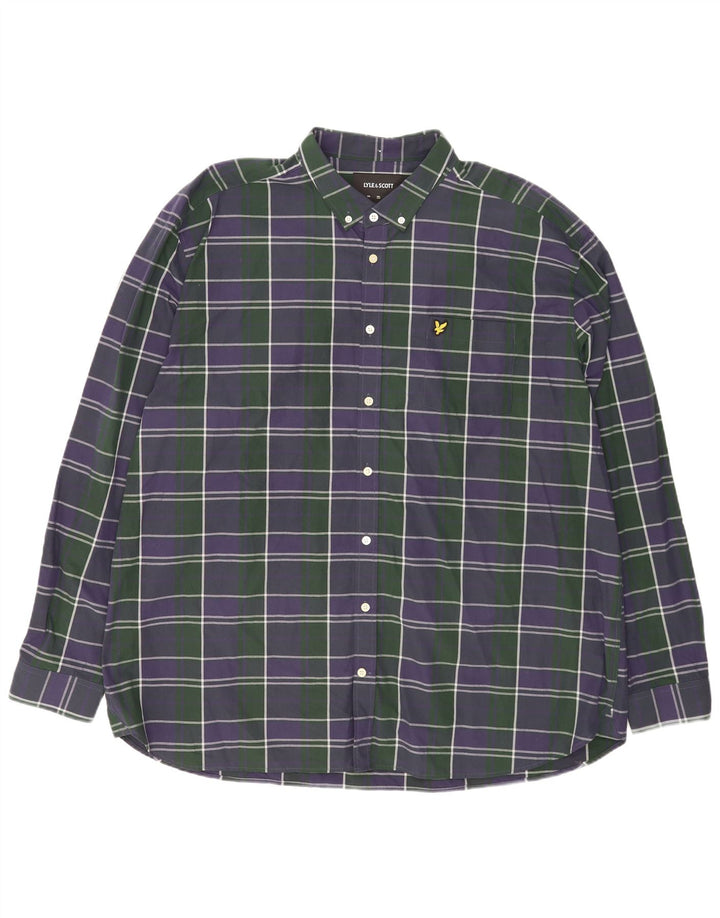 Camicia da uomo Lyle & Scott 3XL cotone a quadri blu navy