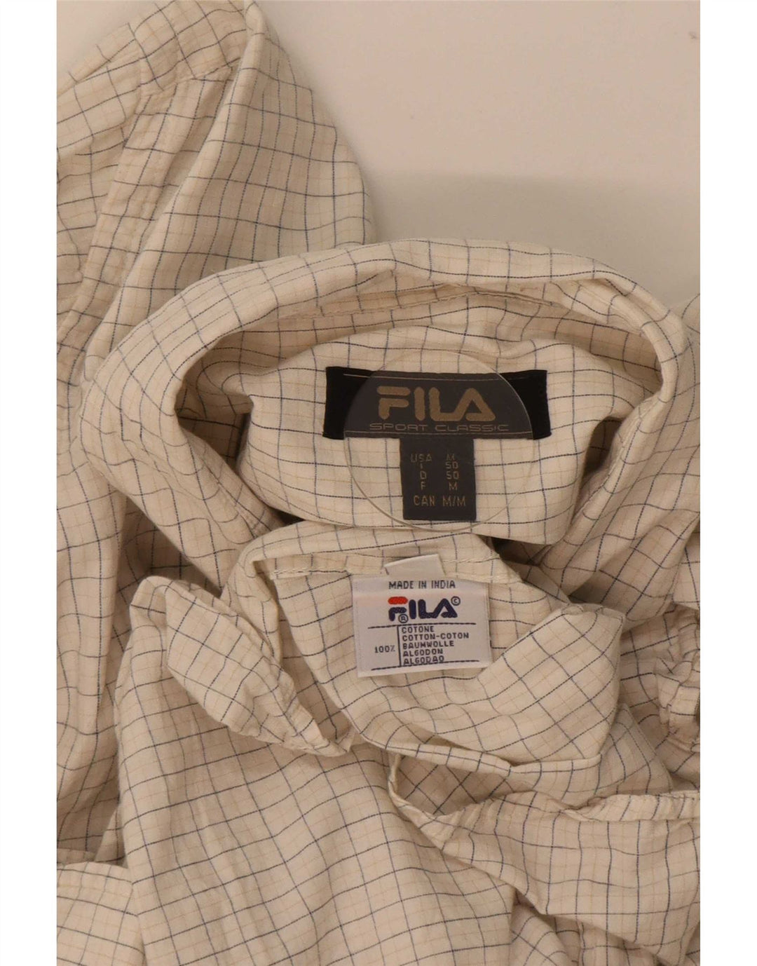 Camicia Fila da uomo in cotone a quadri beige medio
