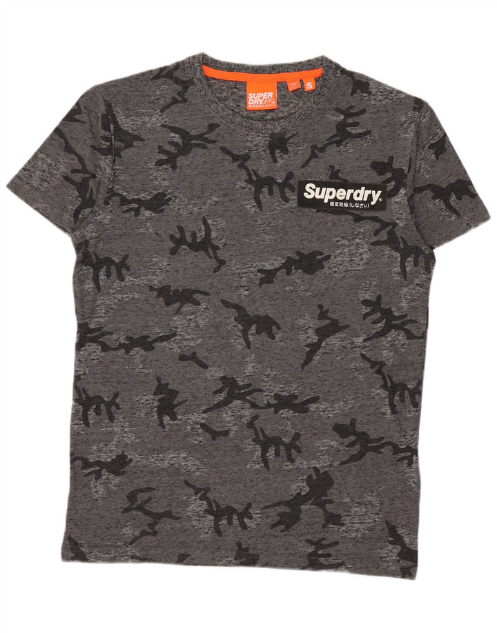 T-shirt da uomo Superdry Top Small in cotone mimetico grigio