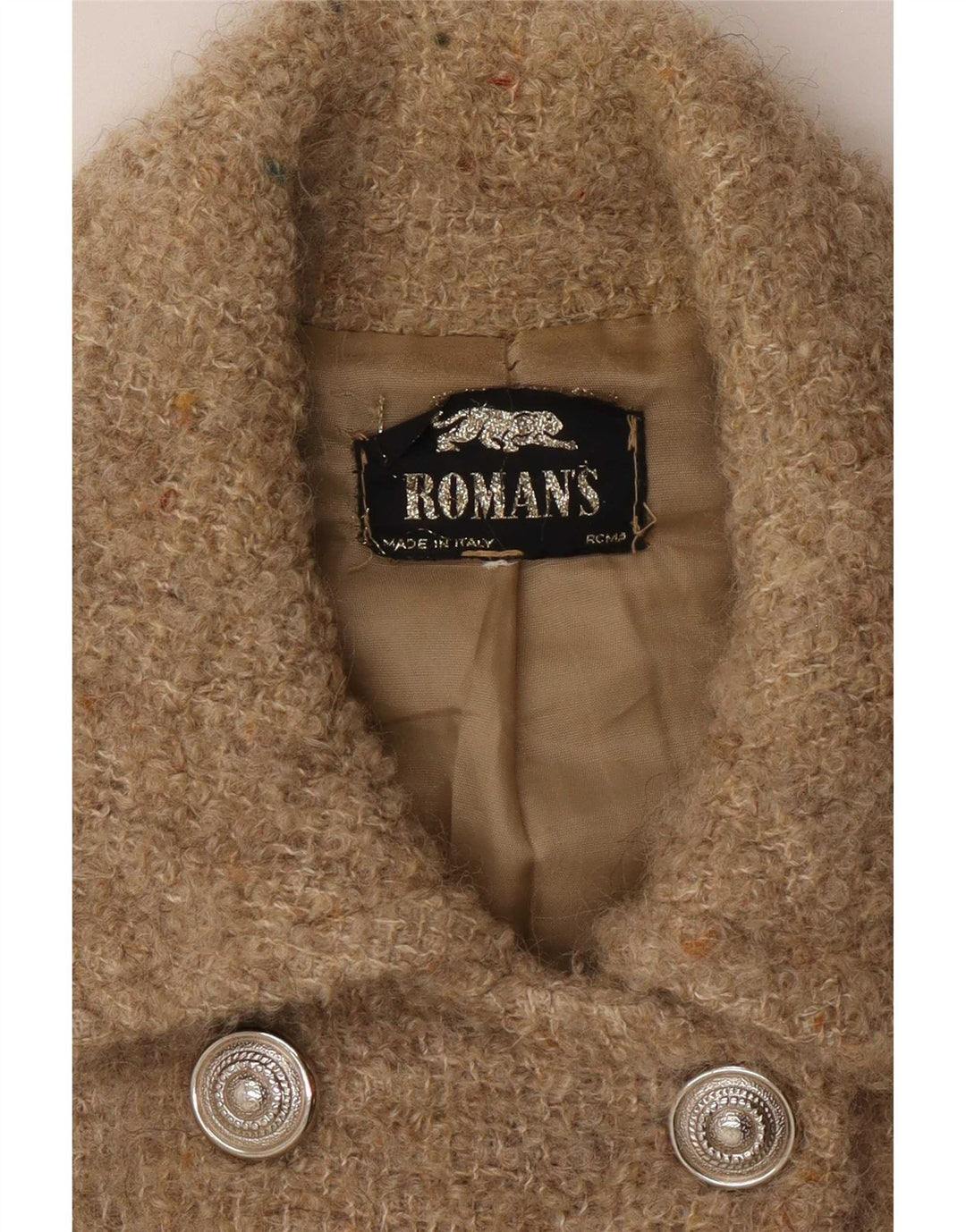 Cappotto da marinaio da donna di Roman UK 10 piccolo in lana screziata beige