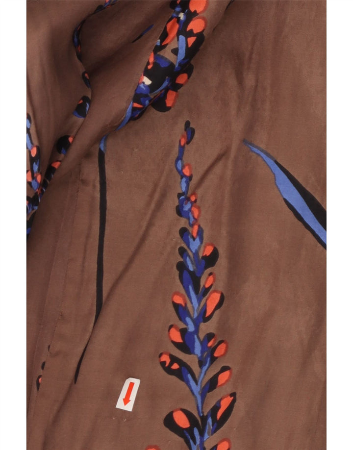 GREAT PLAINS Abito lungo senza maniche da donna UK 12 Rayon floreale marrone medio