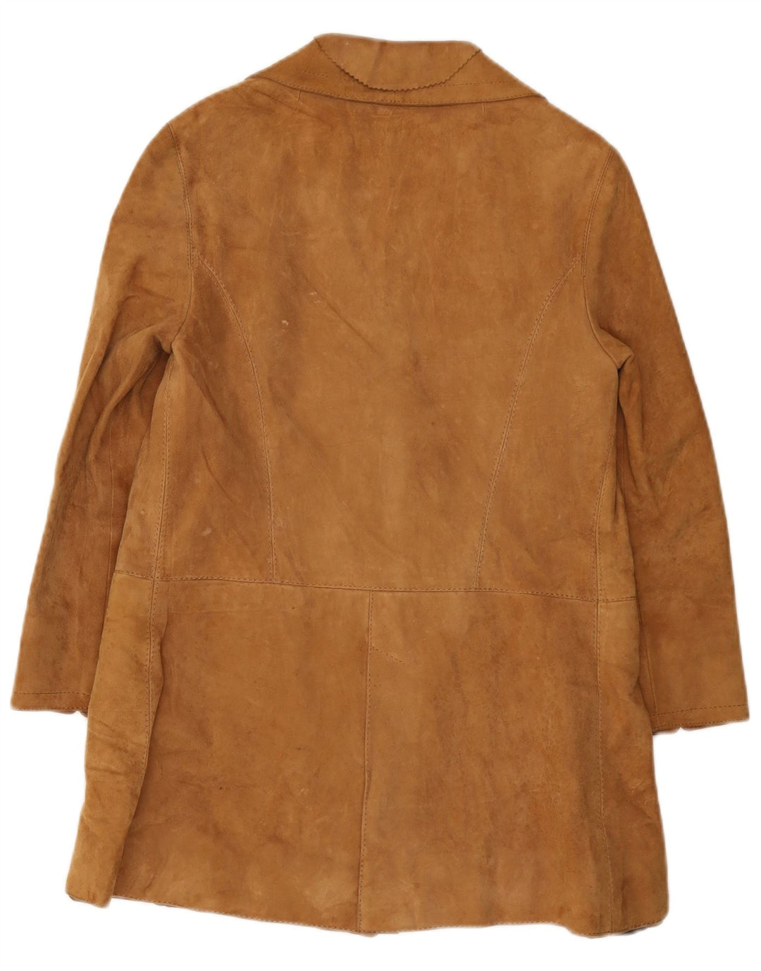 Giacca blazer vintage da donna in pelle scamosciata a 3 bottoni UK 12 Beige medio
