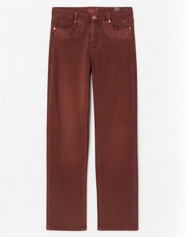 Pantaloni casual dritti da donna Marks & Spencer UK 10 Small W28 L27 Marrone