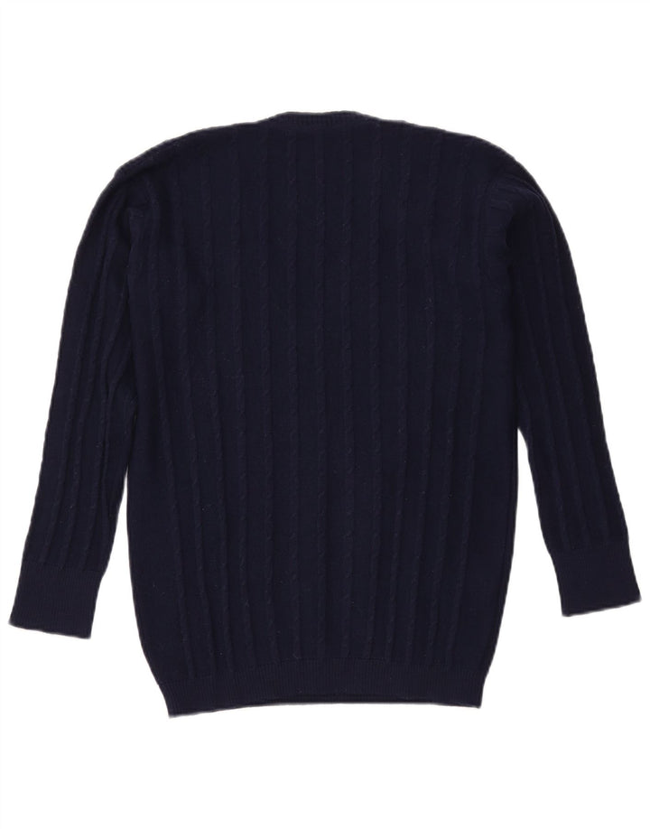 Maglione maglione con scollo a V da donna VINTAGE UK 16 grande blu navy