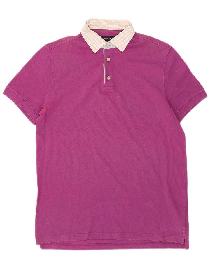 Polo da uomo Massimo Dutti in cotone color block rosa medio