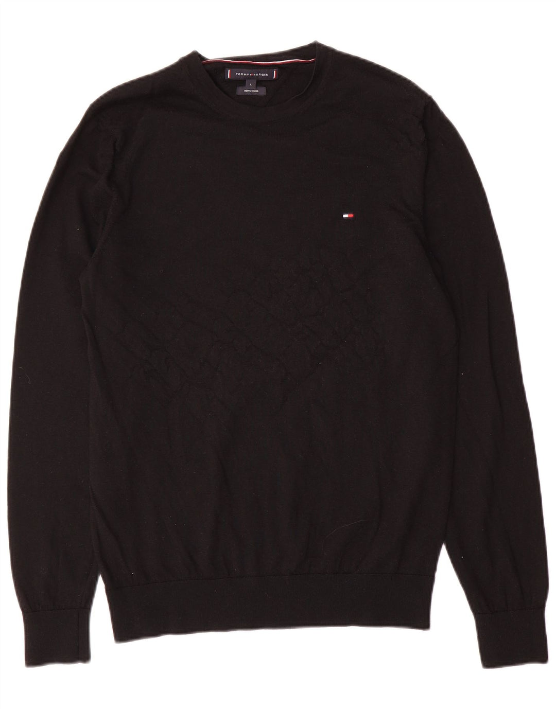 Maglione maglione girocollo da uomo Tommy Hilfiger grande lana nera