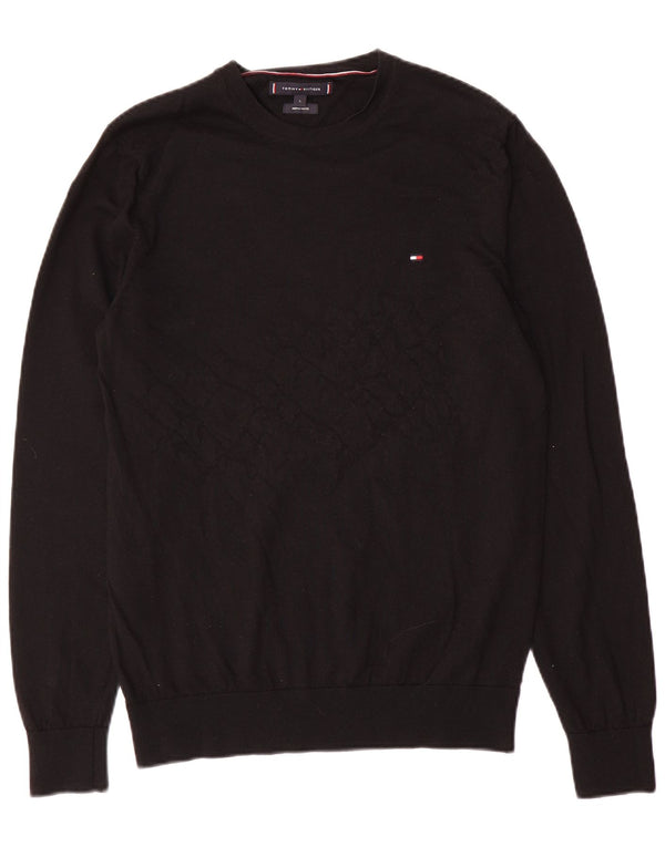 Maglione maglione girocollo da uomo Tommy Hilfiger grande lana nera