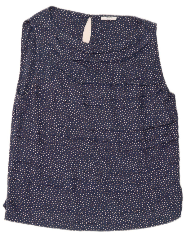 Marella Donna EMME Camicetta senza maniche Top UK 12 Medio Blu Navy a pois