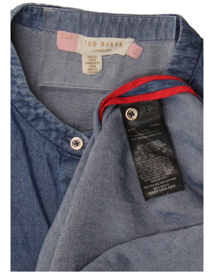 Camicia di jeans senza maniche vestibilità ampia da donna Ted Baker taglia 2 piccola Lyocell blu