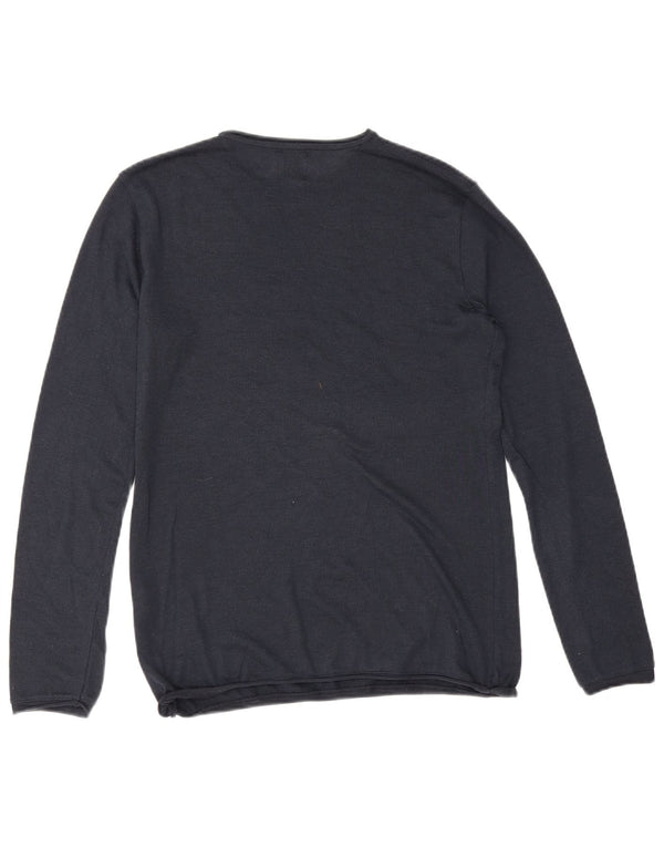 Maglione maglione girocollo da uomo Zara piccolo in cotone blu navy