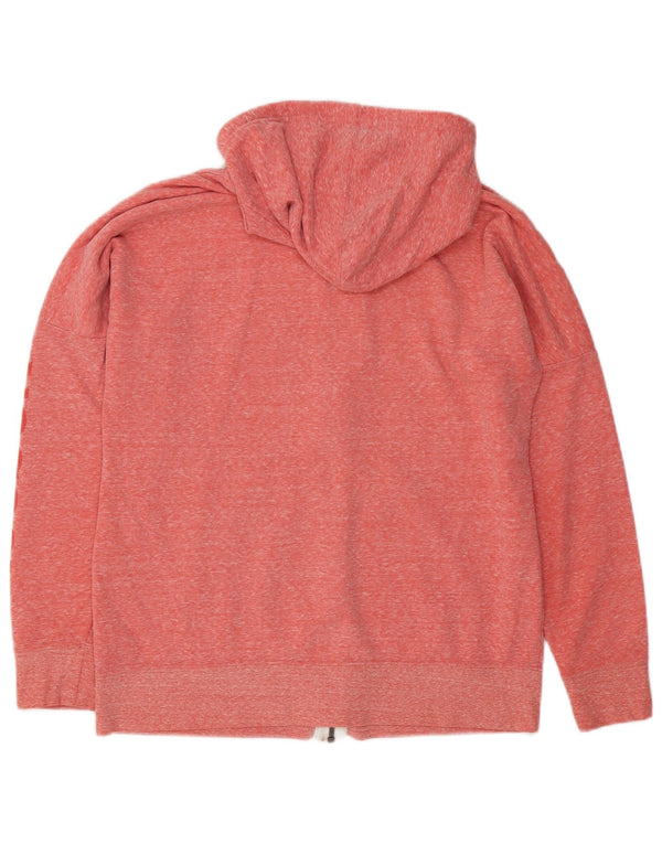 Felpa con cappuccio e zip grafica Reebok da donna UK 16/18 Large in cotone chiazzato rosa