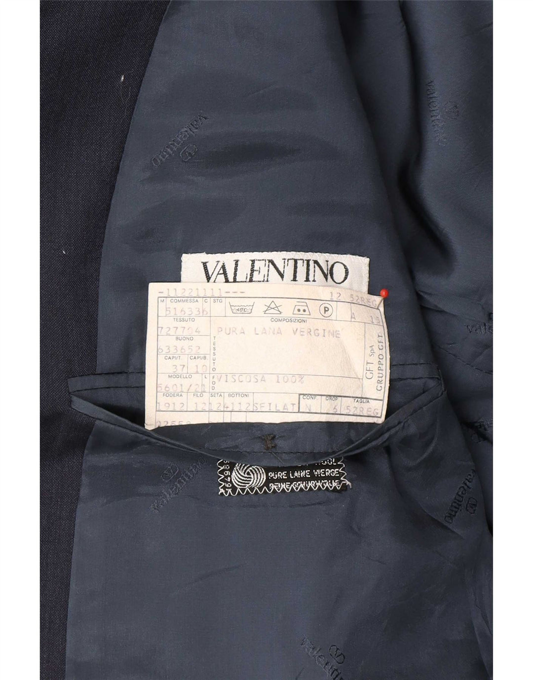 Giacca blazer da uomo a 2 bottoni Valentino IT 52 XL Blu Navy in lana vergine