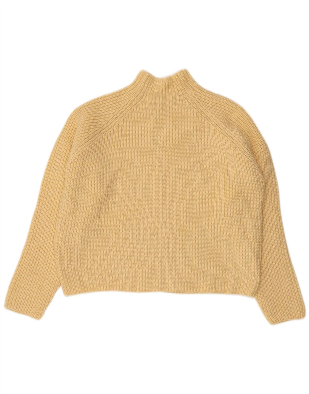 ZARA Maglione Corto da Donna Oversize con Collo Dolcevita UK 10 Piccolo Giallo